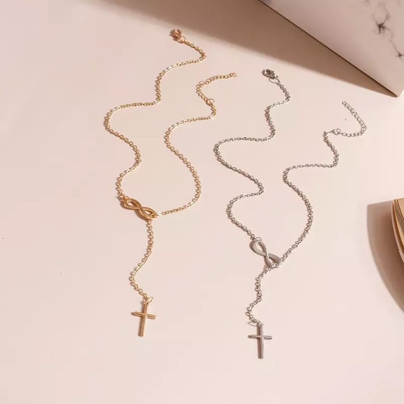 “His” Minimalist Infinity Cross Faith Necklace - Picture 4 of 8